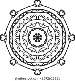 Different Mandala Design Create With Combined Color Black and White