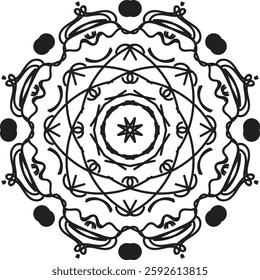 Different Mandala Design Create With Combined Color Black and White