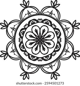 Different Mandala Design Create With Combined Color Black and White 