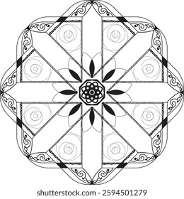 Different Mandala Design Create With Combined Color Black and White 