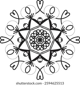 Different Mandala Design Create With Combined Color Black and White