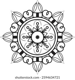Different Mandala Design Create With Combined Color Black and White