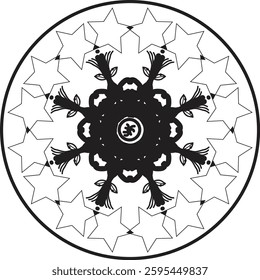 Different Mandala Design Create With Combined Color Black and White