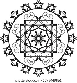 Different Mandala Design Create With Combined Color Black and White