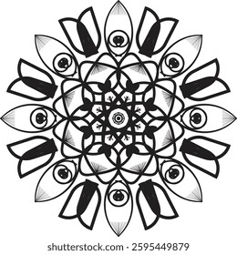 Different Mandala Design Create With Combined Color Black and White