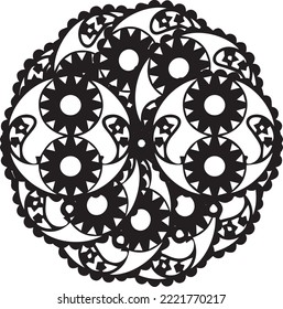 Different mandala design , mainly made from flowers and centric lines on a white background