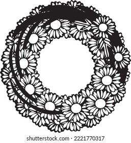 Different mandala design , mainly made from flowers and centric lines on a white background