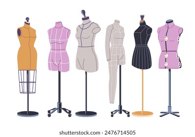 Different Mannequin Display Vector Illustration