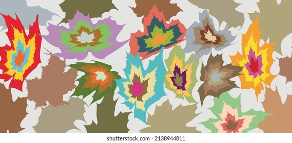 Different maple leaves seamless pattern with burgundy texture. Stylish design background, textile or wrapping paper. For the cover.