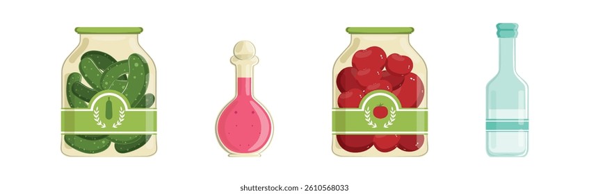 Different Market Product Object in Closed Container Vector Set
