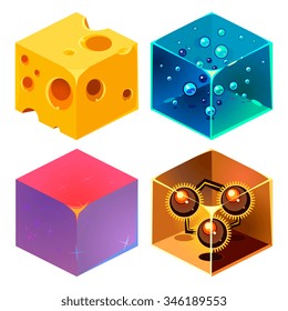 Different materials and textures for the game. 3d Vector Illustration set