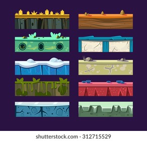 Different materials and textures for the game. Vector flat set