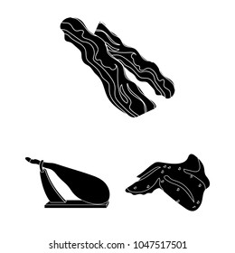 Different meat black icons in set collection for design. Meat product vector symbol stock web illustration.