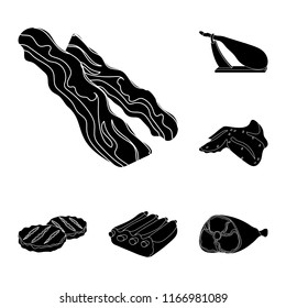 Different meat black icons in set collection for design. Meat product vector symbol stock web illustration.
