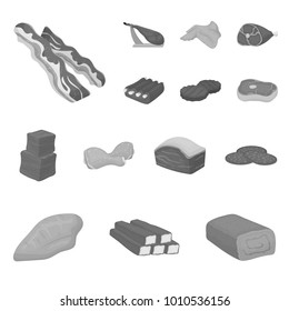 Different meat monochrome icons in set collection for design. Meat product vector symbol stock web illustration.