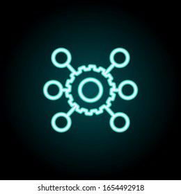 Different mechanisms neon icon. Simple thin line, outline vector of startup icons for ui and ux, website or mobile application