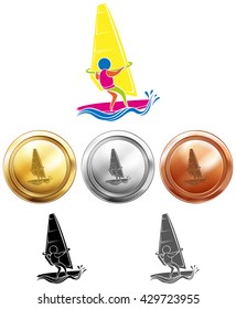 Different medals for sailing illustration