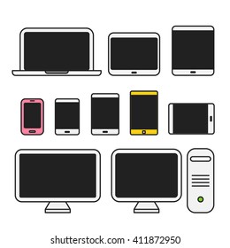Different media devices collection. Flat design elements