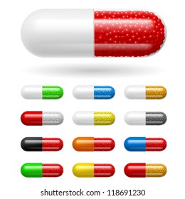 Different medical  tablets. Illustration on white background