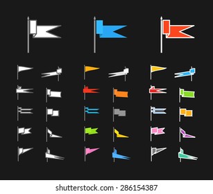 Different medieval color flag collection. Flat design elemets collection