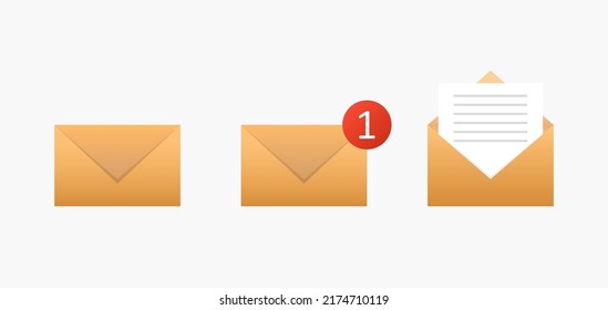 Different message envelopes. Vector illustration. stock image. 