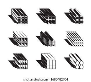 Different metal building profiles – vector illustration