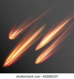 Different meteors, comets and fireballs. EPS 10 vector file included