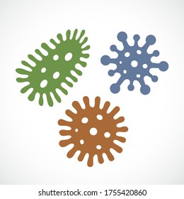 Different microbes vector icons set on white background, microbe and bacteria icon