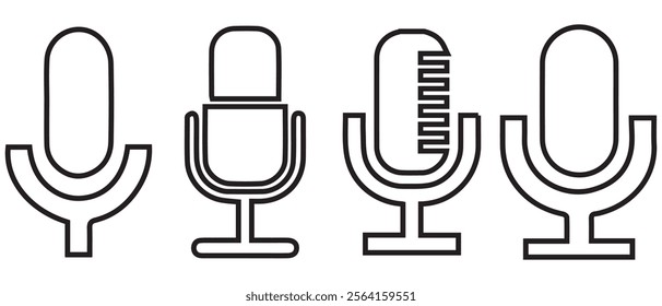 Different microphone collection. Variant microphone icon. Karaoke mic. Podcast microphone. Vector illustration EPS 10