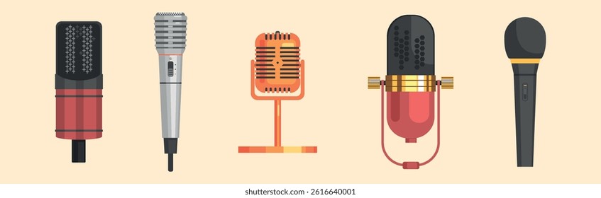 Different Microphones as Speaking Vocal Tool Vector Set