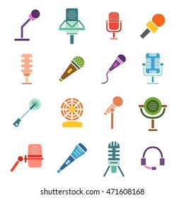 Different microphones types icons
