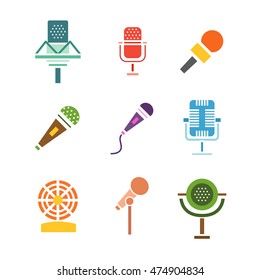 Different microphones types icons