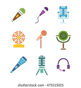 Different microphones types icons