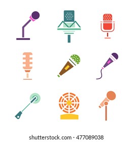 Different microphones types icons