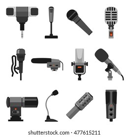 Diferentes tipos de micrófonos iconos
