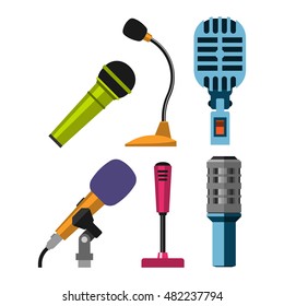 Different microphones types icons