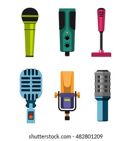 Different microphones types icons