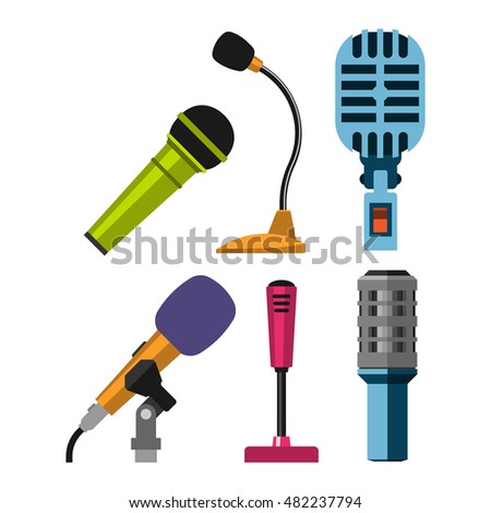 Different microphones types icons