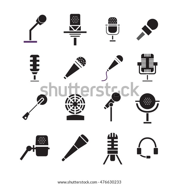 Different Microphones Types Icons Stock Vector (Royalty Free) 476630233 ...