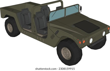 Different military vehicles vector illustrations set. Collection of drawings of armored cars, trucks, tanks, Humvee for armed forces on white background. War, army, transportation, technology concept