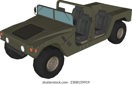 Different military vehicles vector illustrations set. Collection of drawings of armored cars, trucks, tanks, Humvee for armed forces on white background. War, army, transportation, technology concept