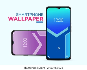 Different Minimal 3D Smooth Blurred Lines Wallpaper Set On Photo Realistic Cell Phone Screen Isolated On White Background. Various Vertical Abstract Screensavers For Smartphone.