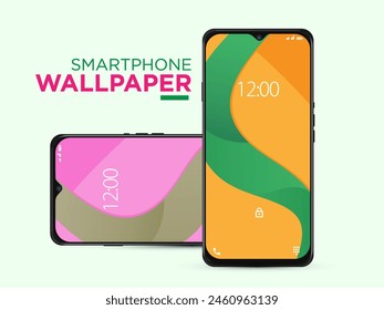 Diferentes Líneas Borrosas Mínimas 3D Suaves Conjunto De Fondo de pantalla En La Pantalla Del Teléfono Celular Realista De La Foto Aislado Sobre Fondo Blanco. Varios Protectores De Pantalla Abstractas De Vertical Para Smartphone.