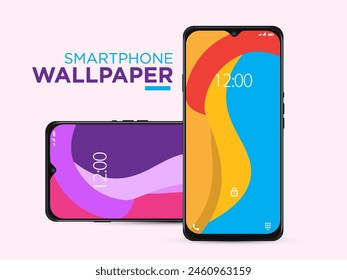 Diferentes Líneas Borrosas Mínimas 3D Suaves Conjunto De Fondo de pantalla En La Pantalla Del Teléfono Celular Realista De La Foto Aislado Sobre Fondo Blanco. Varios Protectores De Pantalla Abstractas De Vertical Para Smartphone.