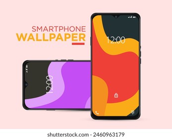 Diferentes Líneas Borrosas Mínimas 3D Suaves Conjunto De Fondo de pantalla En La Pantalla Del Teléfono Celular Realista De La Foto Aislado Sobre Fondo Blanco. Varios Protectores De Pantalla Abstractas De Vertical Para Smartphone.
