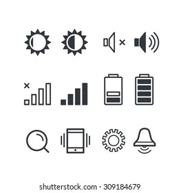 Different mobile phone notification pictograms. Isolated on white