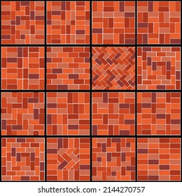 Different models of brick floor - Set of various models of flooring samples