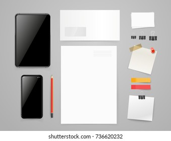 Different modern business stuff for branding. Vector mockup