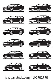 Different modern cars in the angle - vector illustration