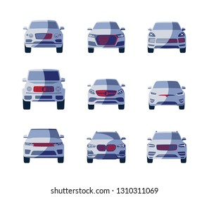 Different modern cars icons vector isolated